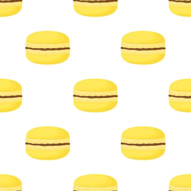 Beyaz arka planda izole edilmiş sarı badem kurabiyeli kusursuz desen, vektör illüstrasyonu