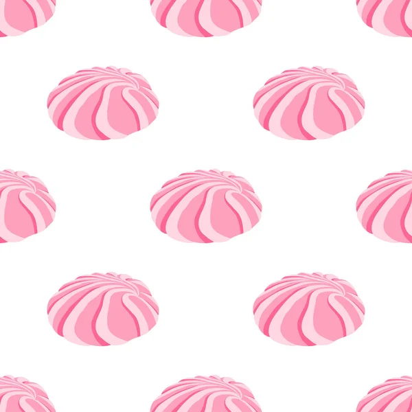 矢量白色背景与粉红色棉花糖 无缝模式 — 图库矢量图片