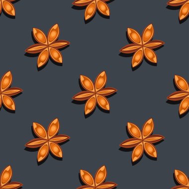 beyaz arkaplanda izole edilmiş anason vektörsüz desen, aromatik tıbbi şifalı bitkiler ve yıldızlar, herhangi bir tasarım için vektör çizimi