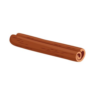 Tarçın çubuğu beyaz arkaplanda izole edilmiş, vektör illüstrasyonu, baharat sembolü, tasarım elementi