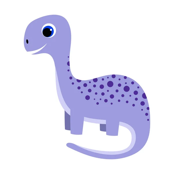 Cute Little Dinosaur Isolated White Background Cartoon Style Vector Illustration — Stock Vector