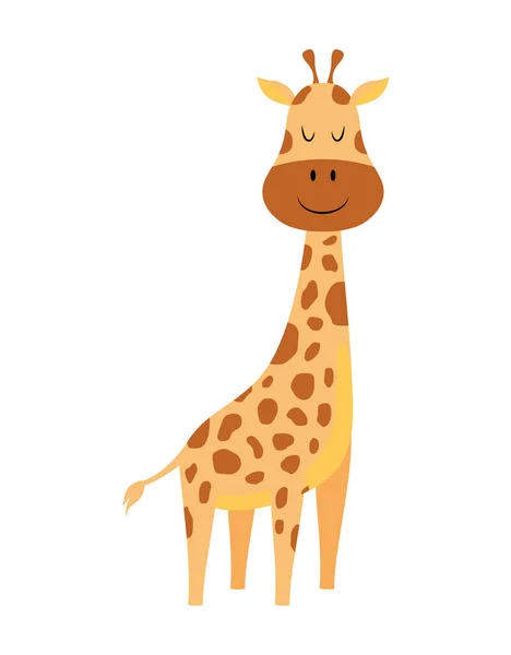 Söt Tecknad Trendig Design Liten Giraff Isolerad Vit Bakgrund Afrikansk — Stock vektor