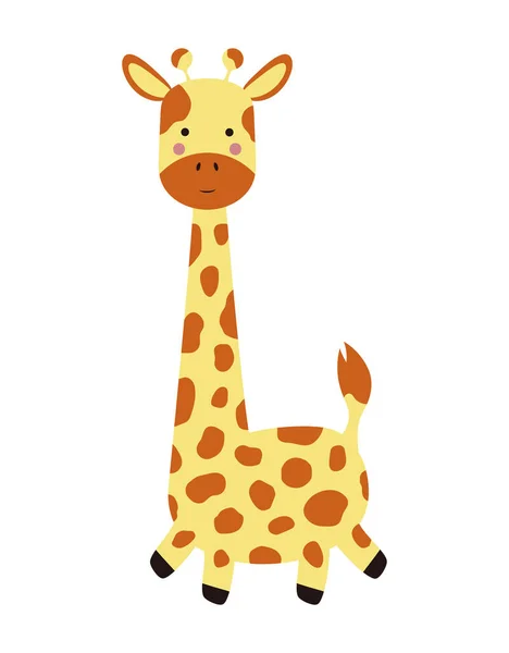 Girafe Style Dessin Animé Isolé Sur Fond Blanc Animal Sauvage — Image vectorielle