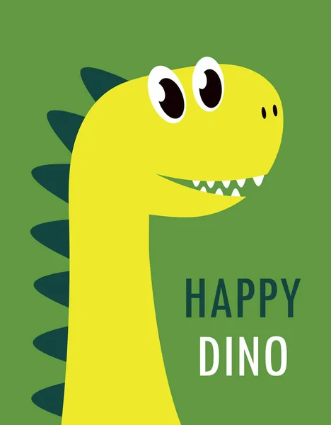 Cute Cartoon Szczęśliwy Dinozaur Karty Wektor Ilustracji Dla Dzieci Mody — Wektor stockowy