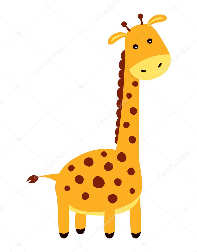 cartoon giraffe isolated on white background, vector Illustration