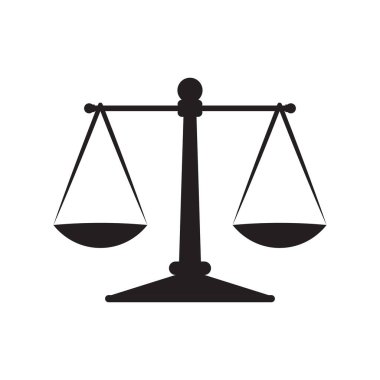 Beyaz arka planda izole edilmiş adalet simgesi. Vektör İllüstrasyonu