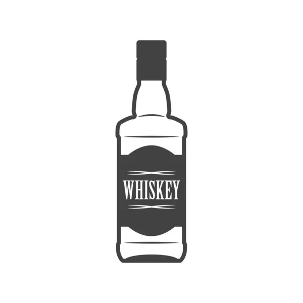 Flaska Med Whisky Platt Linje Ikon Vektor Illustration Isolerad Vit — Stock vektor