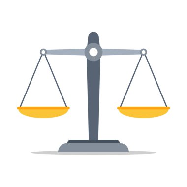 Adalet ikonu ölçekleri. Boş teraziler. Beyaz arkaplanda izole edilmiş vektör illüstrasyonu.