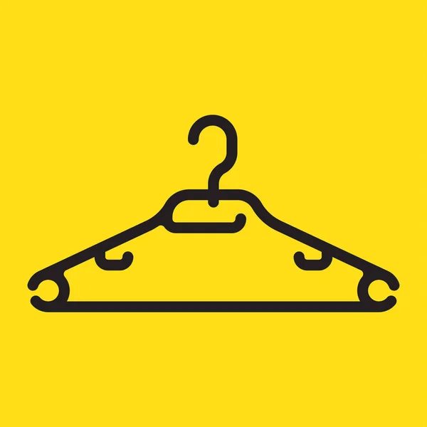 Black Plastic Clothes Hanger Isolated Yellow Background Vector Illustration — Stock Vector