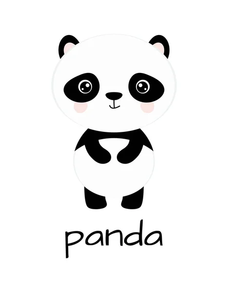 Cute Panda Kreskówki Napisem Izolowane Białym Tle Ilustracja Wektor — Wektor stockowy