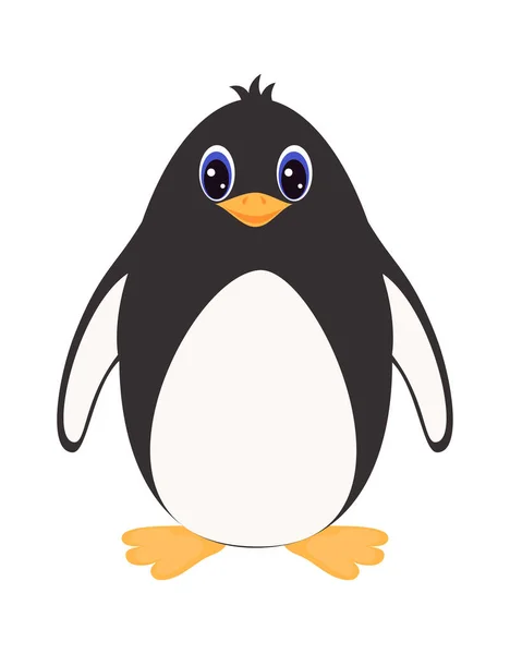 Vektor Illusztráció Aranyos Baba Pingvin Rajzfilm Elszigetelt Fehér Háttér — Stock Vector
