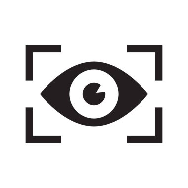 Iris biyometrik tanımlama için tarama yapıyor. Güvenlik kontrol sembolü. Vektör İllüstrasyonu