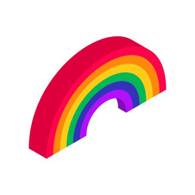 Beyaz arkaplanda gökkuşağı izometrik simgesi. LGBT bayrağı. Vektör illüstrasyonu