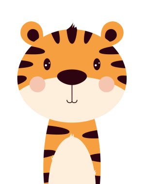 Kaplanlı vektör çizimi, renkli arkaplan, beyaz kaplan, kart, dekoratif şirin zemin, basım için iyi desenli hayvan ağızlıklı poster tasarımı.