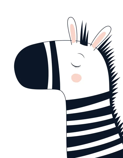 Vektorová Ilustrace Roztomilé Legrační Zebra Obličeje Izolované Objekty Skandinávský Styl — Stockový vektor