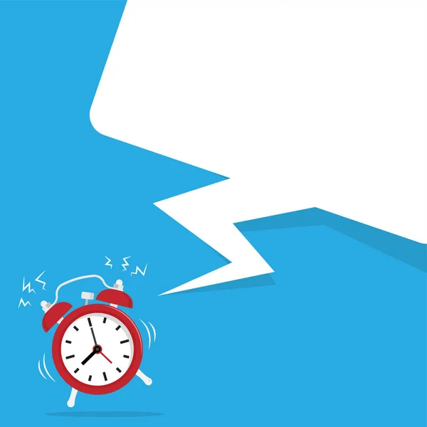 Relógio Hora Alarme Bolha Fala Ilustração Vetorial Isolado Fundo Azul — Vetor de Stock