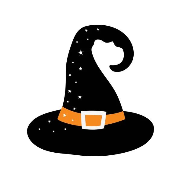 Sombrero Bruja Aislado Sobre Fondo Blanco Ilustración Vectorial Halloween Dibujos — Vector de stock