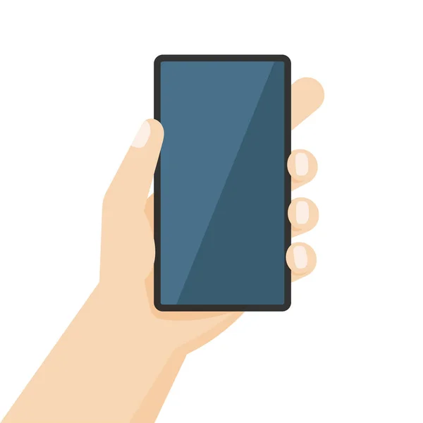Smartphone Hand Menselijke Hand Die Smartphone Vasthoudt Vector Illustratie Witte — Stockvector