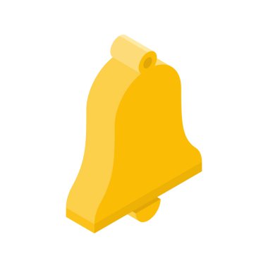 Alarm sembolü, uyarı çanı izometrik simgesi. Vektör illüstrasyonu.