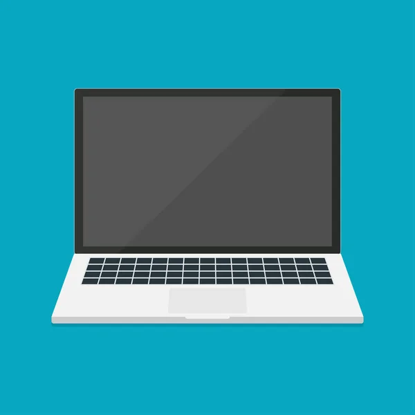 Laptop Mit Leerem Bildschirm Laptop Oder Notebook Computer Flaches Symbol — Stockvektor