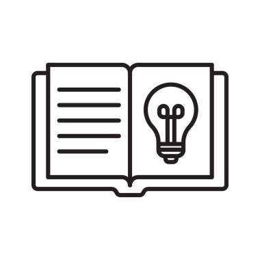 Bir Ampul Fikriyle Açık Kitap. Eğitim ve yaratıcılık. Vektör İllüstrasyonu