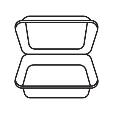 Tek kullanımlık yiyecek konteynırını aç. Paket ya da beslenme çantası. Vektör İllüstrasyonu.