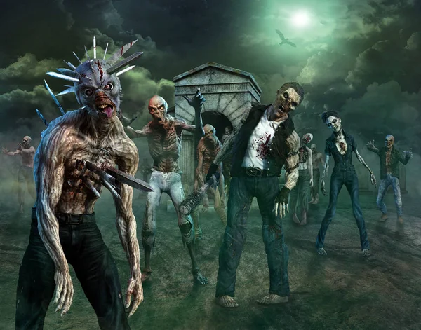 Escena Zombie Ilustración —  Fotos de Stock