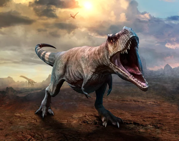 Tyrannosaurus Rex Σκηνή Απεικόνιση — Φωτογραφία Αρχείου