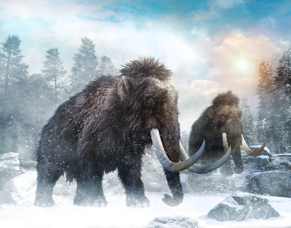 Mammoth Scene Illustration — Stock Photo, Image