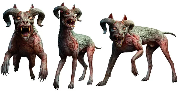 Cehennem köpekleri 3d resimde bir grup 