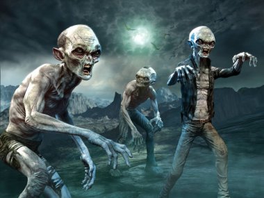 Zombi sahne 3d çizim