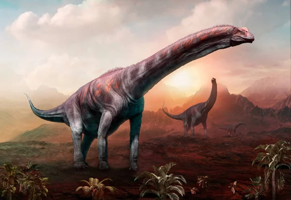 Argentinosaurus Σκηνή Απεικόνιση — Φωτογραφία Αρχείου