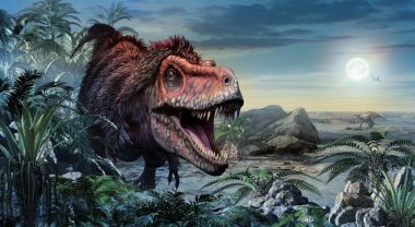 Tarbosaurus sahne 3d çizim