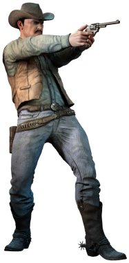 Vahşi batı kovboy 3d çizim