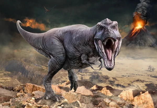 Tyrannosaurus rex sahne 3d çizim