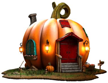 Fantezi kabak evi 3d illüstrasyon