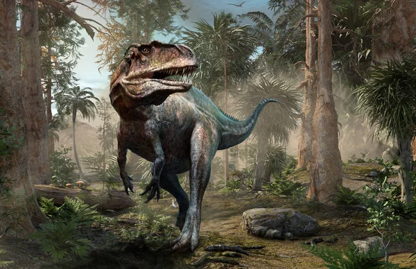 Acrocanthosaurus Forest Scene Illustratie — Stockfoto