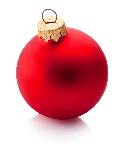 Natal Bauble Vermelho Isolado Fundo Branco — Fotografia de Stock