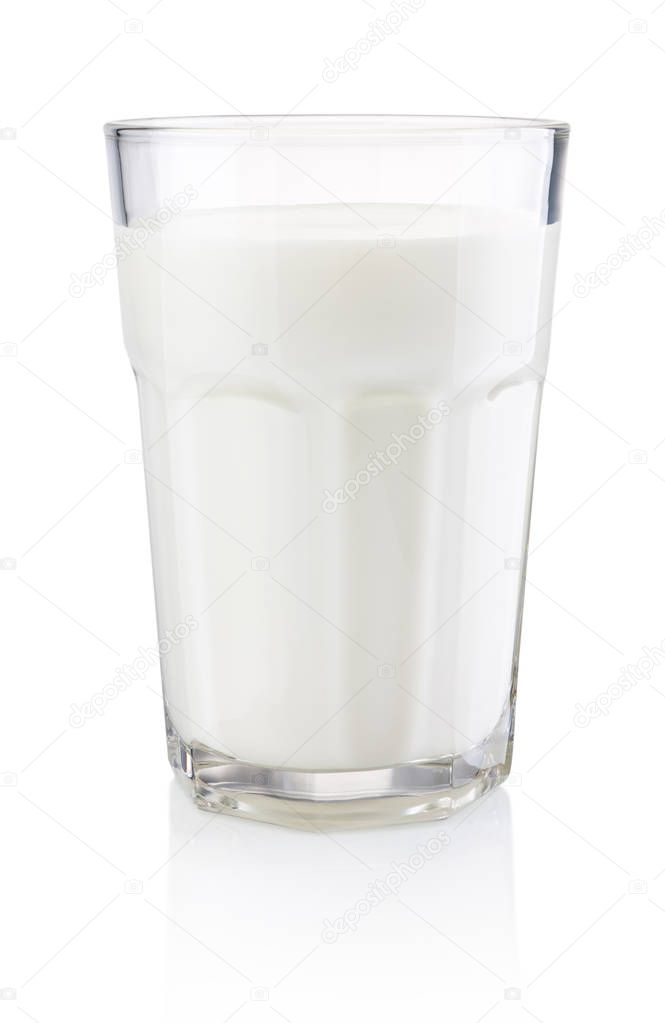 Glass of fresh milk isolated on white background 