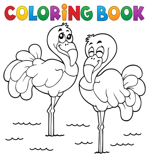 Libro Colorare Fenicottero Tema Eps10 Vettoriale Illustrazione — Vettoriale Stock