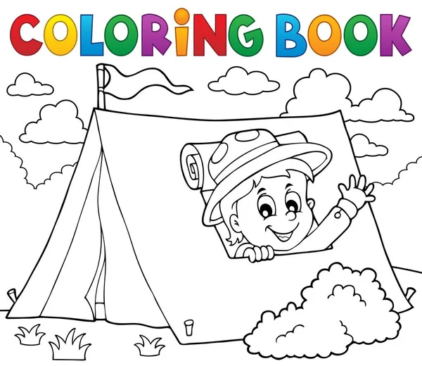 Kleuren Boek Scout Tent Thema Eps10 Vectorillustratie — Stockvector