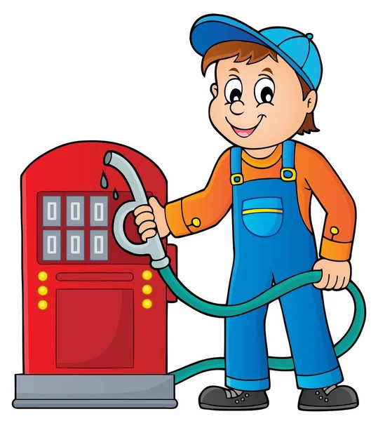 Trabajador Gasolinera Tema Eps10 Vector Ilustración — Vector de stock