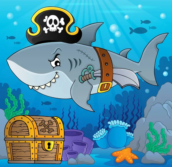 Pirate Shark Topic Image Eps10 Vector Illustration — Stock Vector