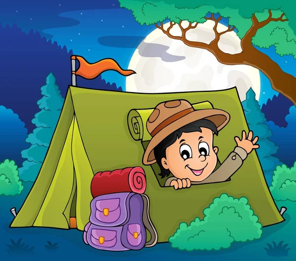 Scout Tent Theme Image Eps10 Vector Illustration — Stock Vector