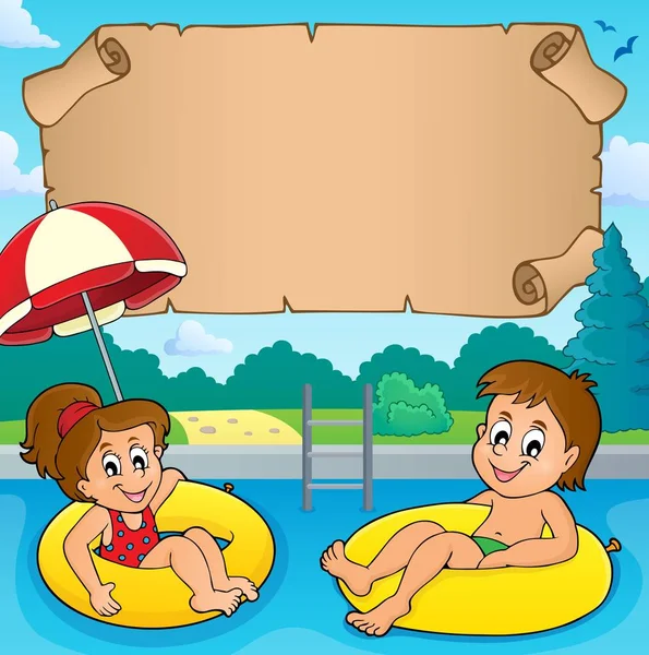 Kleines Pergament Und Kinder Pool Eps10 Vektorillustration — Stockvektor