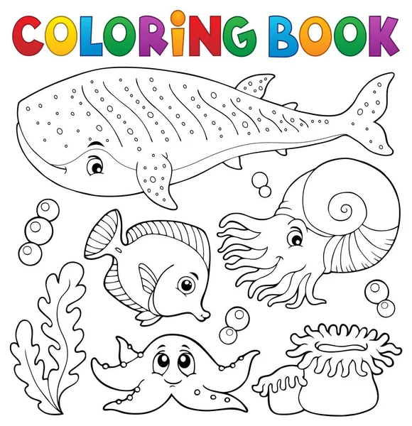 Libro Para Colorear Océano Vida Tema Eps10 Vector Ilustración — Vector de stock