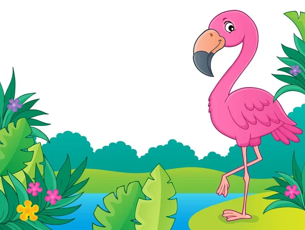 Flamingó Téma Kép Eps10 Vektor Illusztráció — Stock Vector