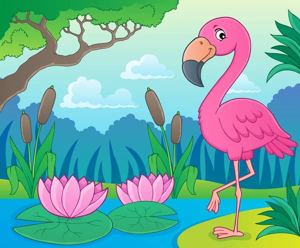 Flamingo Téma Obrazu Eps10 Vektorové Ilustrace — Stockový vektor