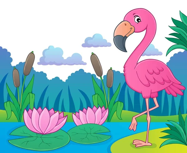 Flamingo Téma Obrázek Eps10 Vektorové Ilustrace — Stockový vektor