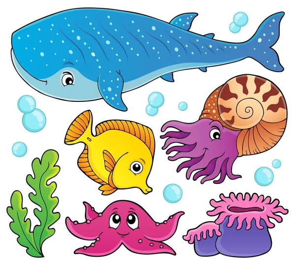 Ocean Life Theme Set Eps10 Vector Illustration — Stock Vector